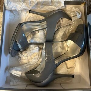 Jessica Simpson Gray Patent Platform Stilettos
